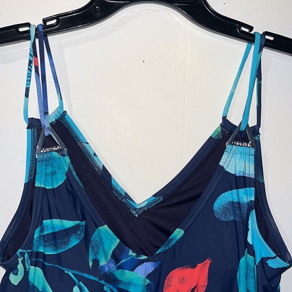Calvin Klein Solid Blouson Tankini Navy Multi Sz S - Picture 6 of 12